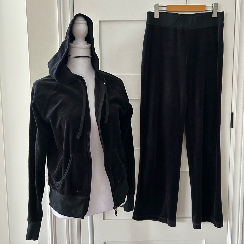 Joe Fresh Vintage Velour Track Suit Black Y2K 2000’s Women's Hoodie and Pants